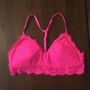 NWT Aerie Eyelash Lace Racerback Bralette -- Pink